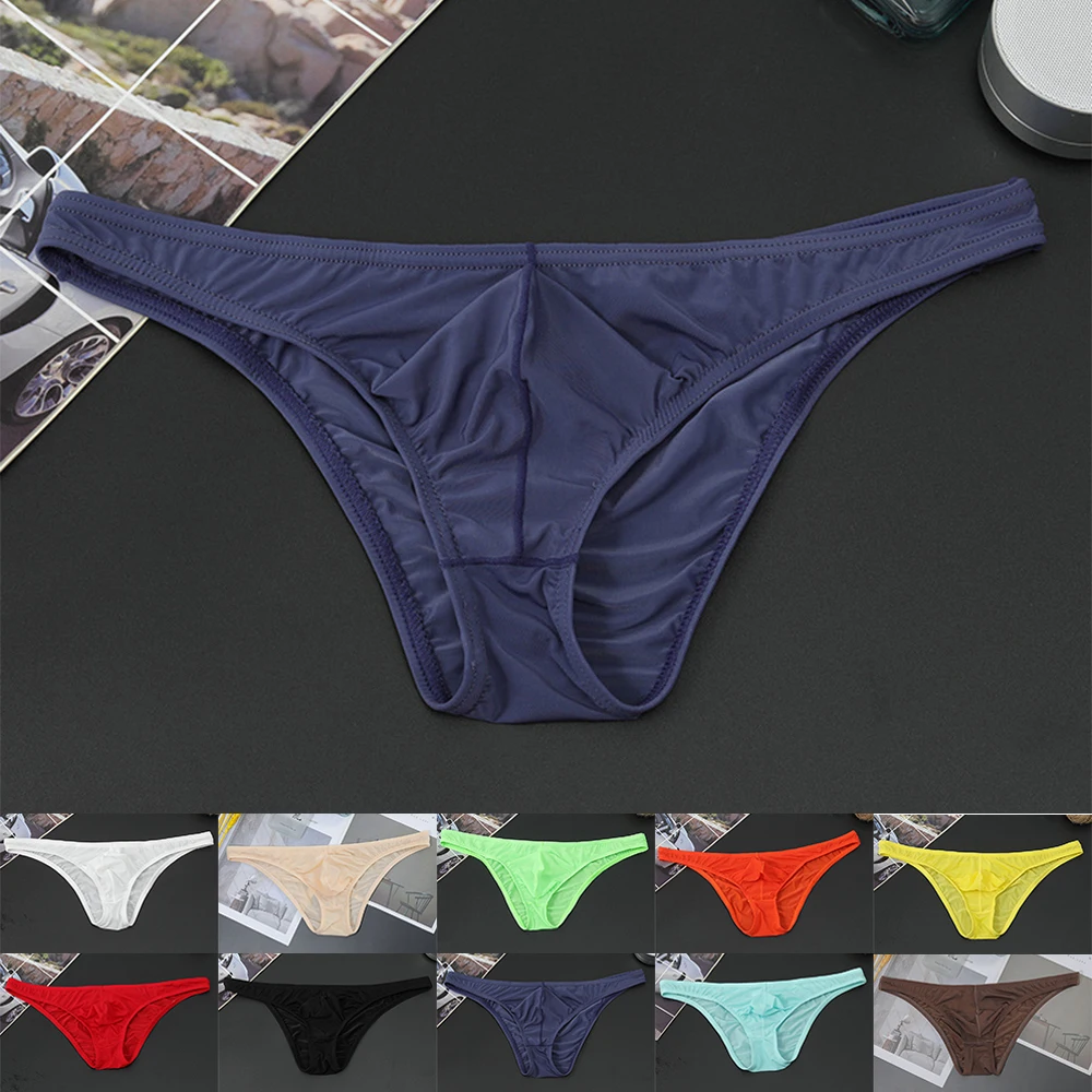 Men Ice Silk Briefs Low-Rise See-Through Pouch Underwear Thin Section Breathable Underpants High Elastic Bikini Slip Homme - Image 6
