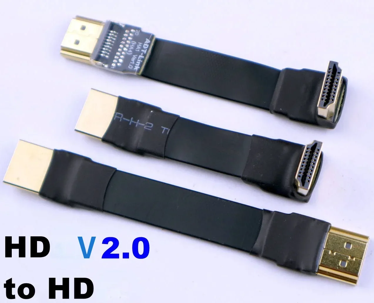 

ADT-Link A-A Type Shielded HDMI-V2.0 Flat Ribbon Cable 2K 4K/60Hz HDTV AV Aerial Photography 90 Degree GPU Extender HD Cable 2.0