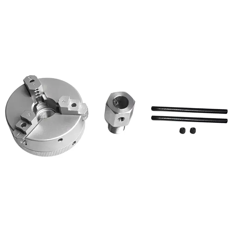 

ABUP-Mini Three Jaw Chuck For Lathe Bench Grinder Electric Drill Aluminum Alloy Self Centering Woodworking Turning Chuck