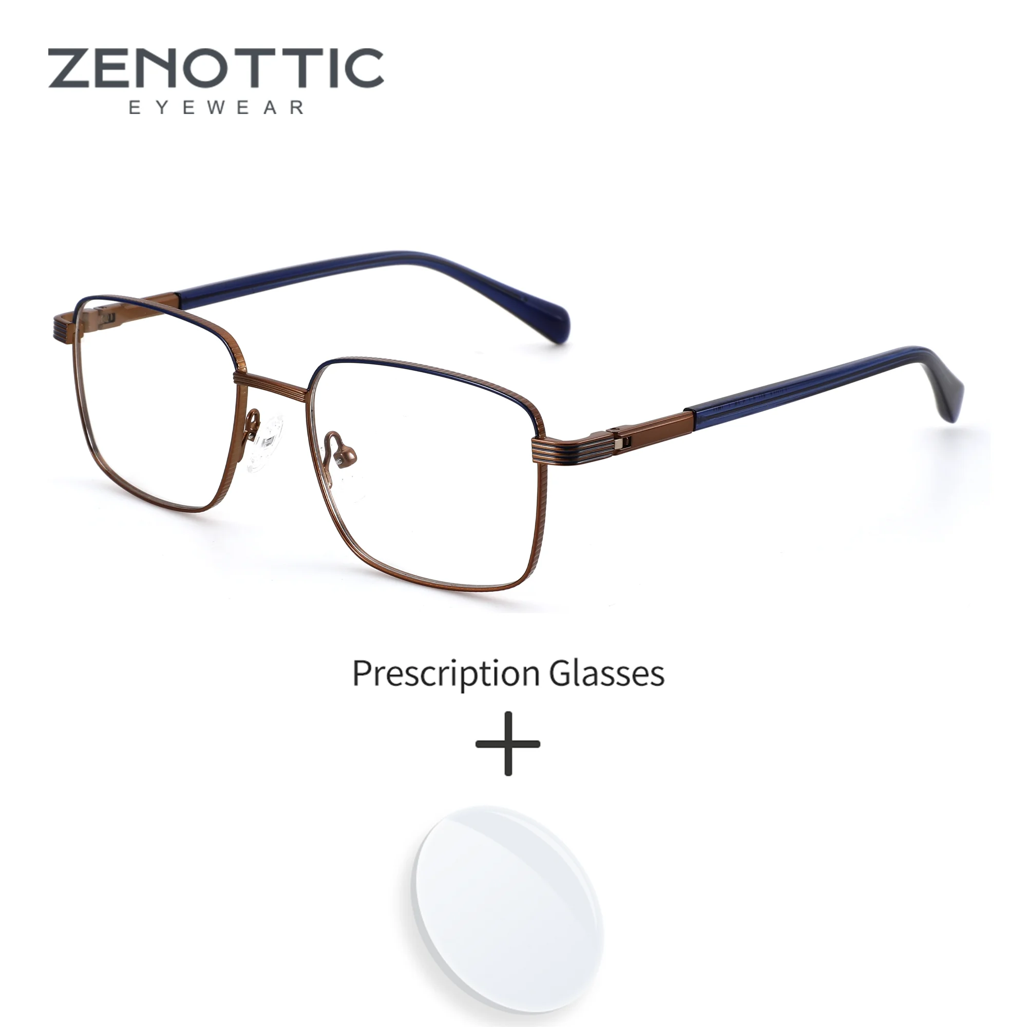 

ZENOTTIC XS размер классические квадратные очки по индивидуальному заказу для мужчин металлические ацетатные антибликовые оптические очки для близорукости