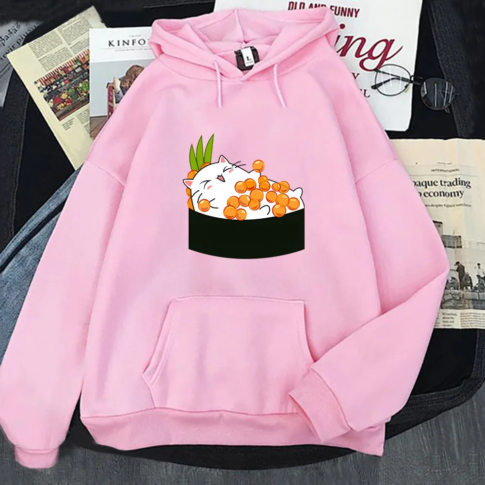 

Fish Roe Cat Hoodies Women Kawaii Sweatshirt Cartoons Men Sudaderas Spring Autumn Winter Clothes Anime Hoodie Fleece Tops Unisex