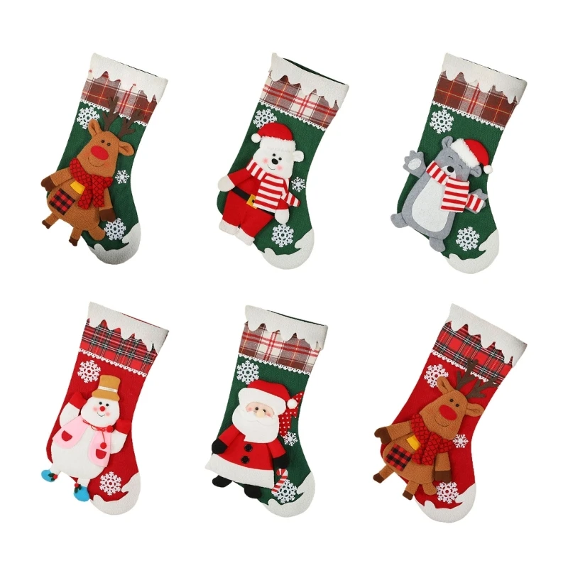 KX4B 19inch Large Socks Gift Bag Hanging Christmas Tree Ornaments Christmas Stockings