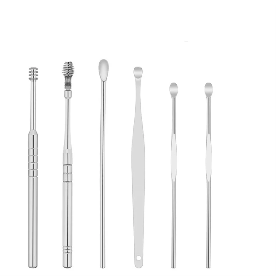 6 Pcs Ear Pick Earwax Removal Kit Stainless Steel Ear Cleansing Tool Set Ear Curette Ear Wax Remover Tool with Leather Sheath image 6