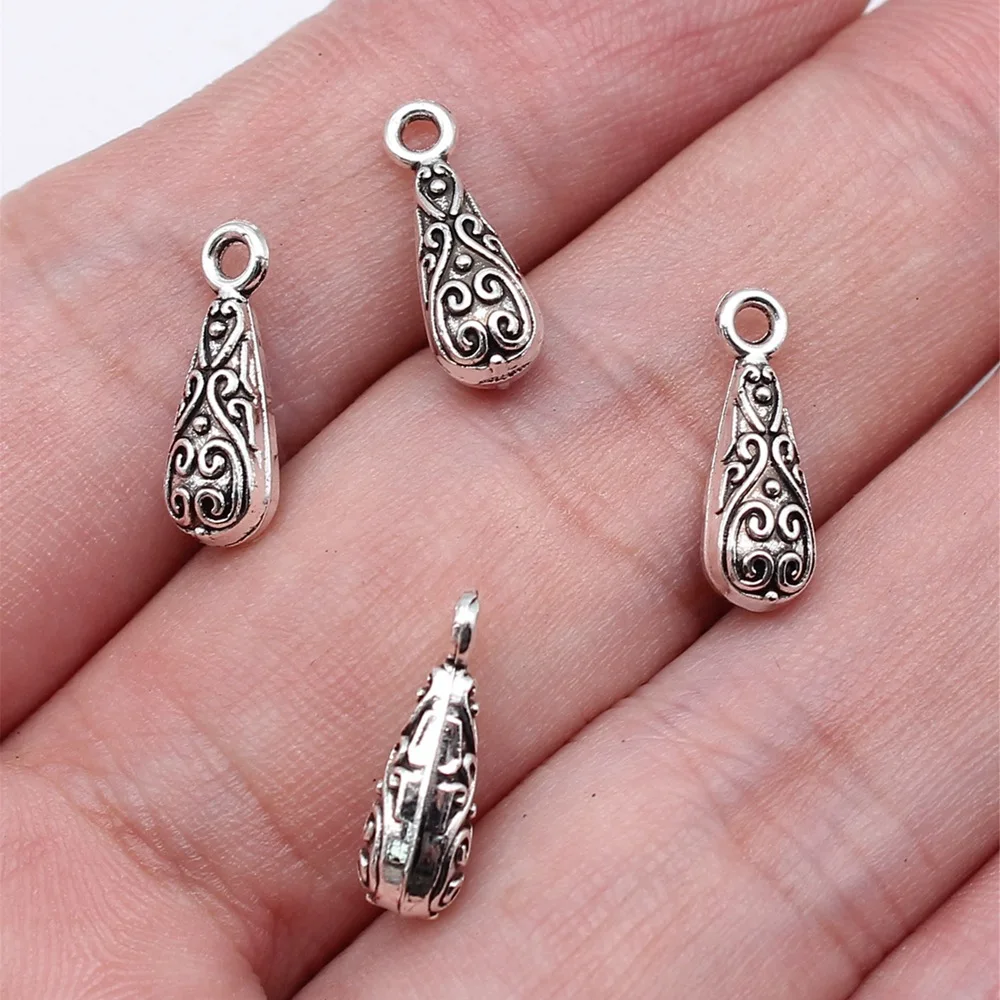 Decoration Carved Water Drop Charms Accessories Jewelry For Men 15x5x5mm 20pcs