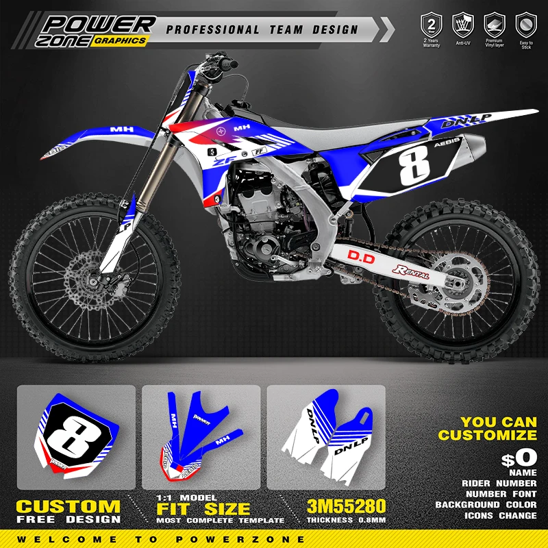 

PowerZone Custom Team Graphics Backgrounds Decals Stickers Kit For YAMAHA YZF250 2010 2011 2012 2013 Motorcycle Decals 014