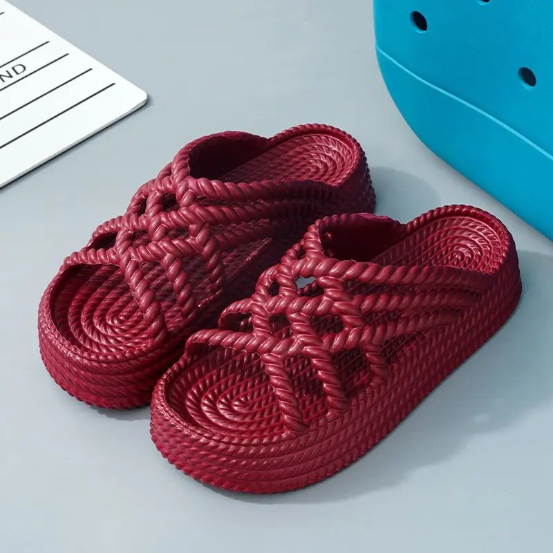 

Bohemian Style Fashionable Durable Platform Mesh Woven Sneakers for Women Casual Outdoor Comfortable Walking Shoes