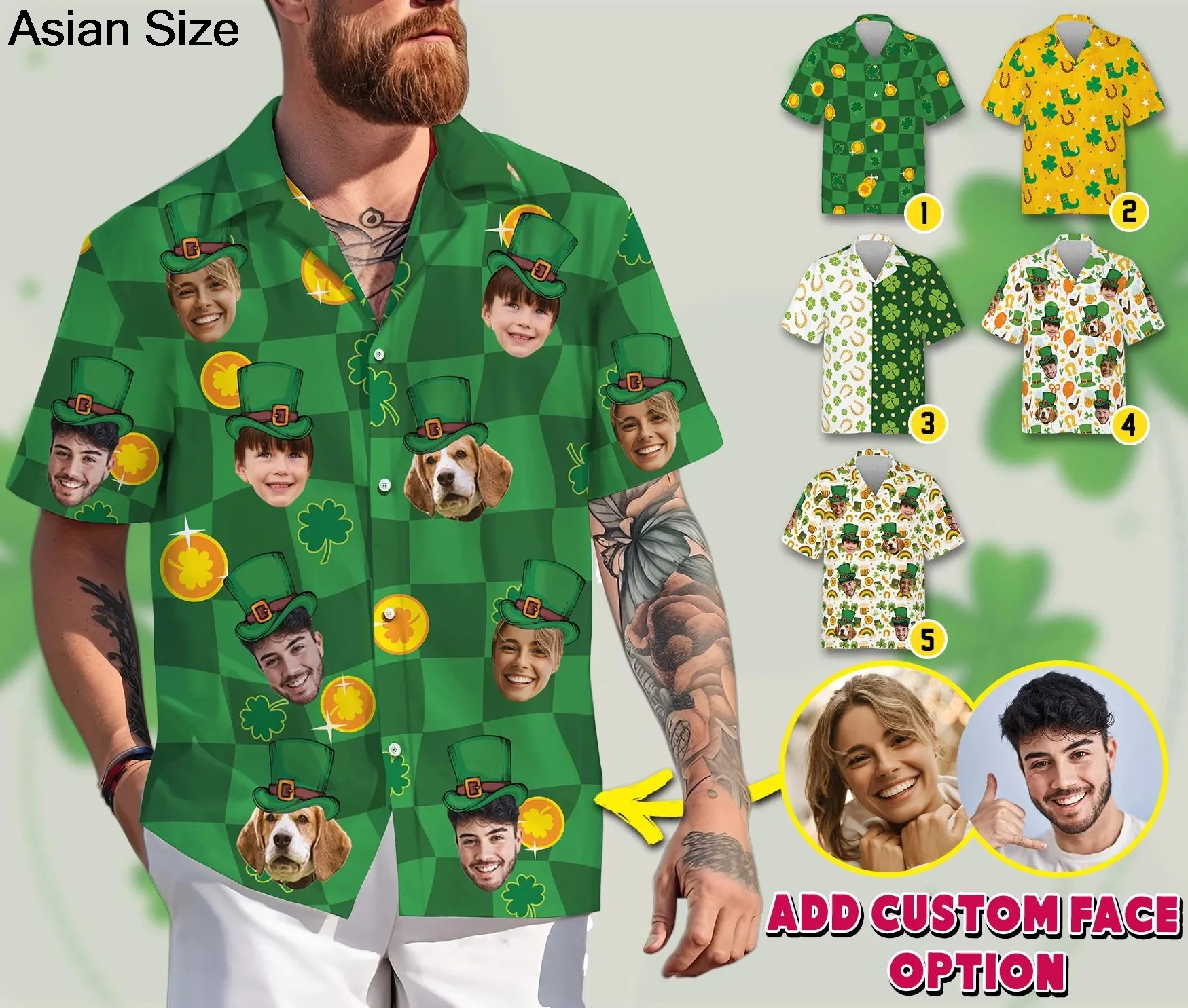 Hawaiian Shirt With Custom Face For Men Women Personalized Hawaii Gift For Girlfriend Boyfriend Tropical Beach Button Down Shirt