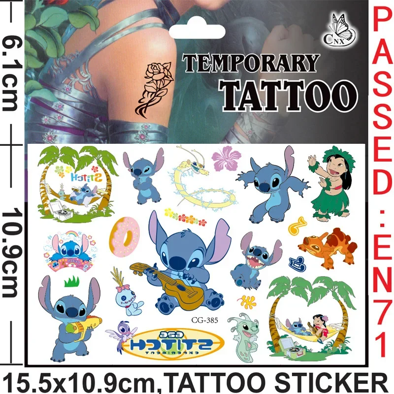 1 pz interstellare Baby Stitch Cartoon Tattoo Stickers bambini Stitch Water Transfer adesivi tatuaggio usa e getta giocattoli regalo Kawaii