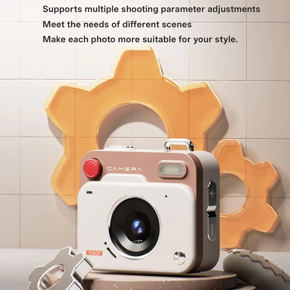 5 Colors Mini Retro CCD Digital Camera, 1080P HD Video Camera with Keychain, Portable Student Vlog Camera With 64g Memory card