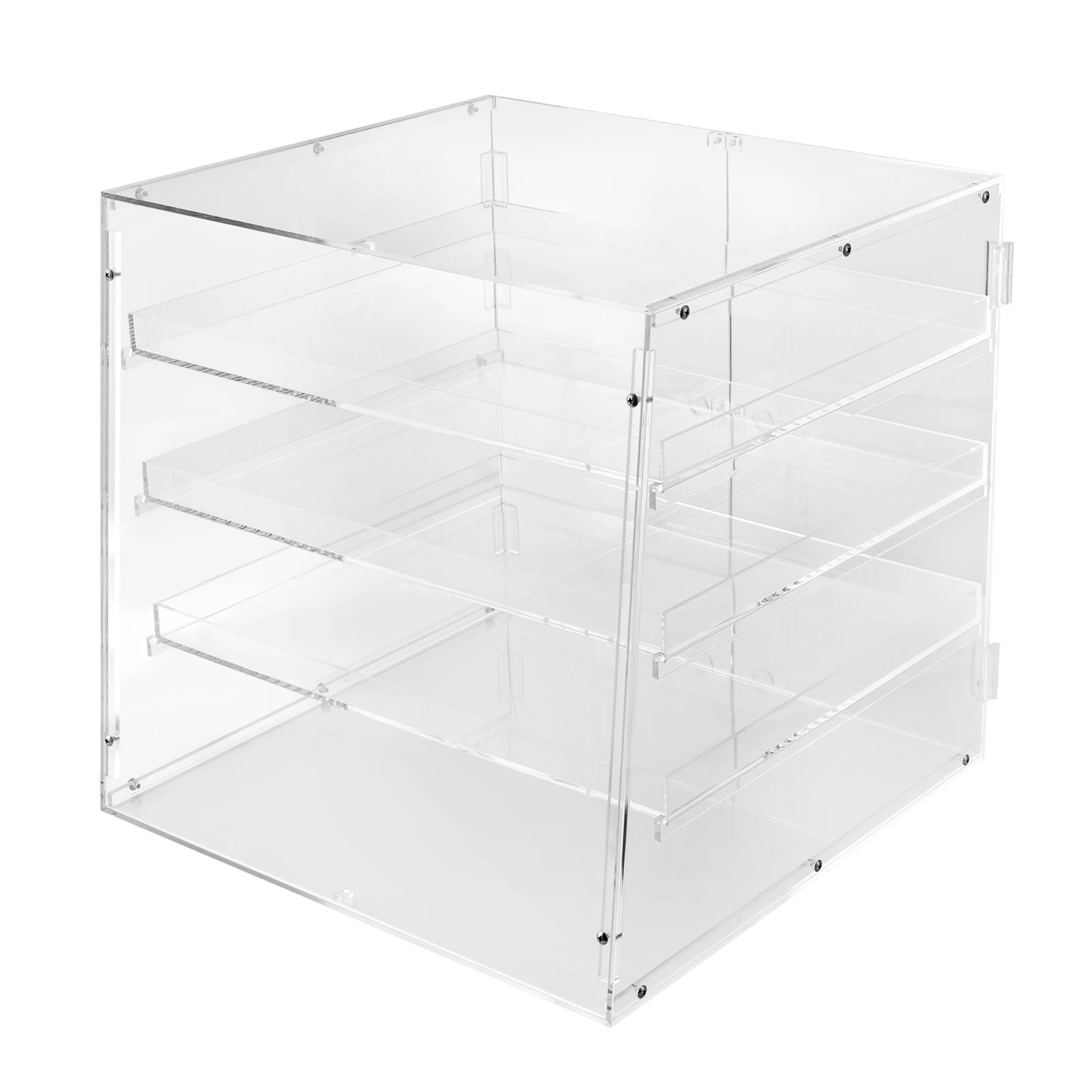18.7×17.71×17.71 inci Kotak Display Akrilik 3 Tingkat 4mm Kotak Display Kue dan Pastry dengan Sekrup Stainless Steel 304