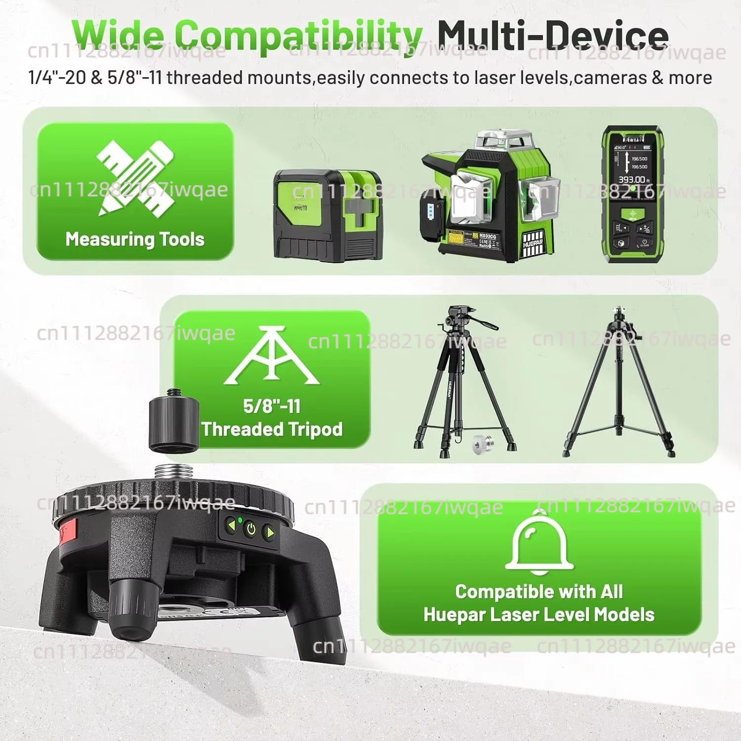 AW01 Huepar Laser Level  Adapter 360-Degree Rotating Base for Laser Level Tripod Horizontal D01 Micro-adjust FineTurning Pivotin