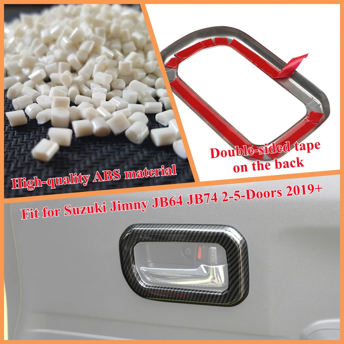 Car Inner Door Handle Decoration Cover Stickers Trim for Suzuki Jimny JB64 JB74 2/5-Doors 2019-2025 Auto Interior Accessories