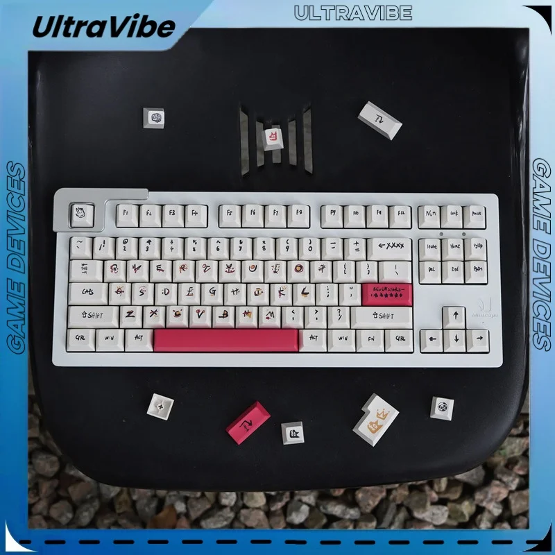 

2024 New 146 Key Mechanical Keyboard Keycap Pbt Sublimation Cherry Hight Graffiti White Red Series Style Festival Birthday Gifts