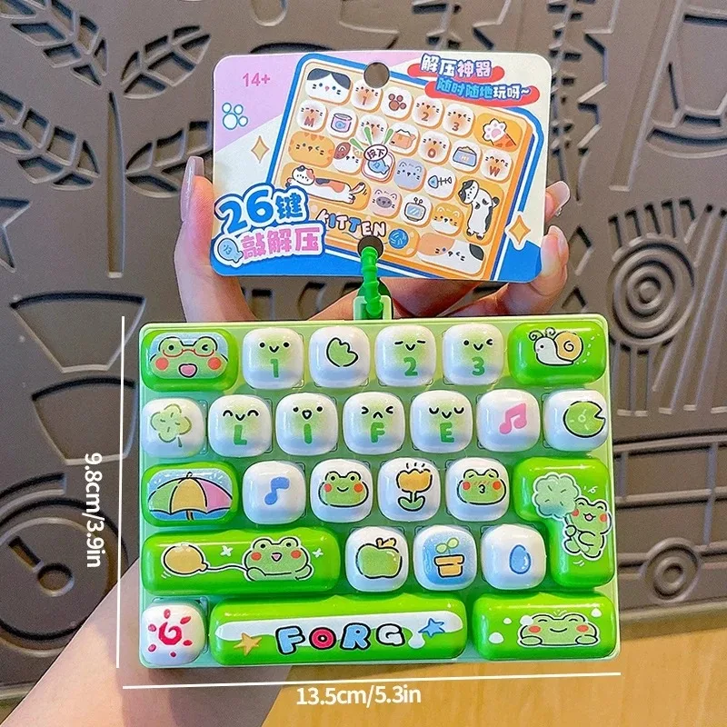 Candy Color Keycap Keychain Cute Cartoon 26-key Aecompression Keyboard Toy Keyrings Fidgets Keycap Clicker Bag Pendant 키캡 view 4