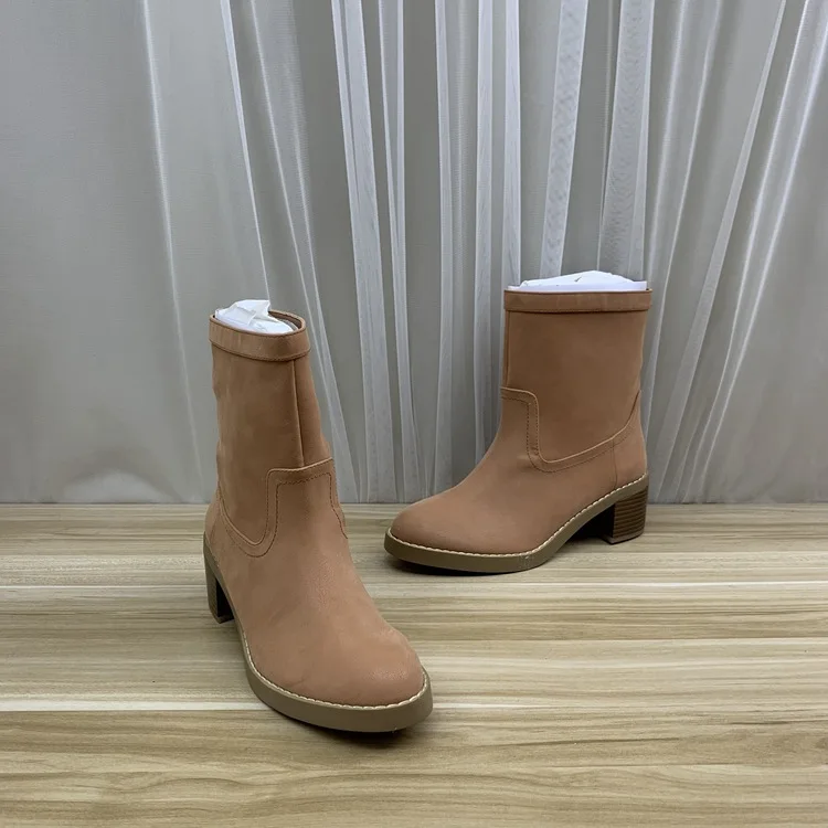 

Модные осенние женские ботинки из натуральной кожи с острым носком на толстом каблуке, прямые, универсальные, короткие, стильные