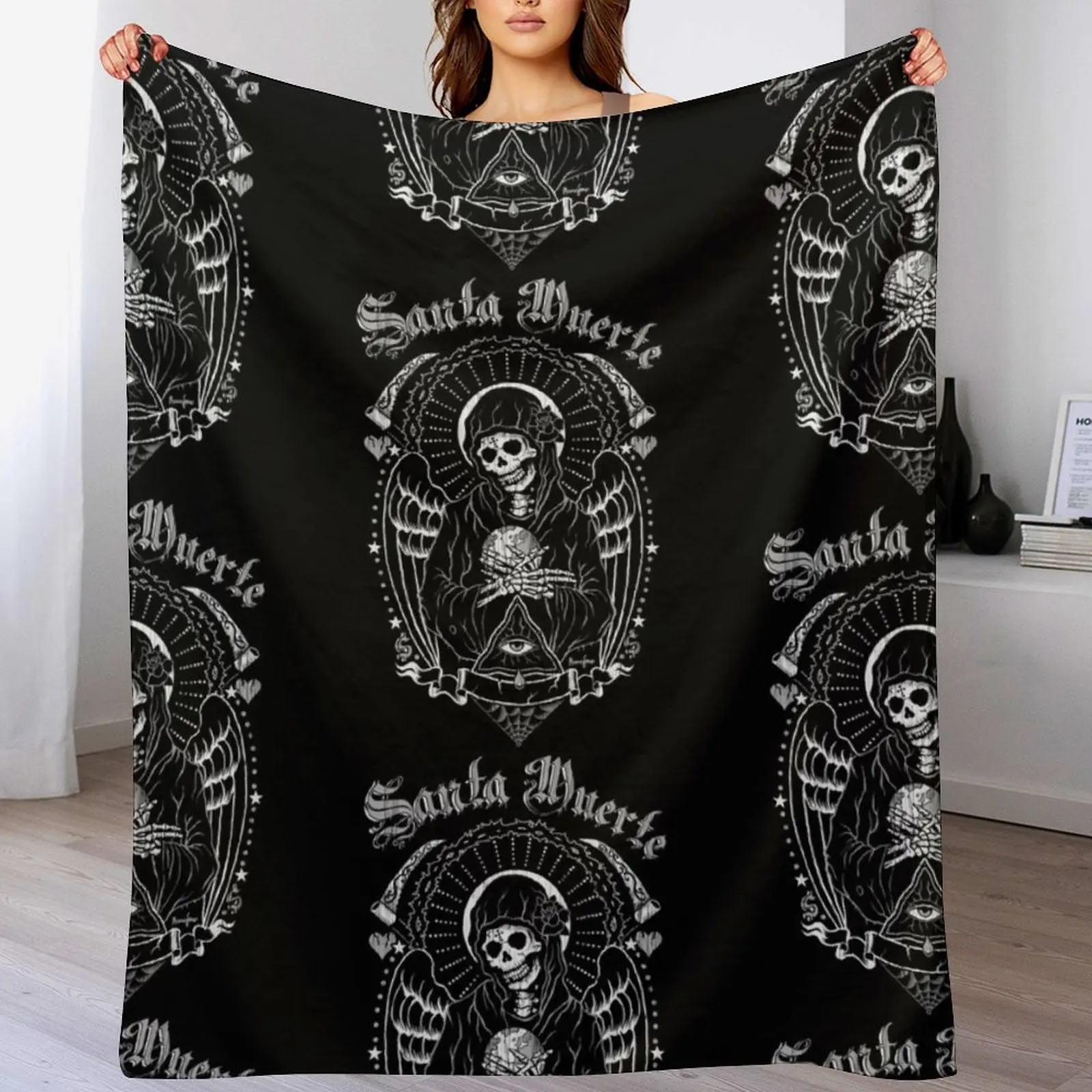 Holy Death Santa Muerte Throw Blanket Kid'S Heavy Camping Blankets