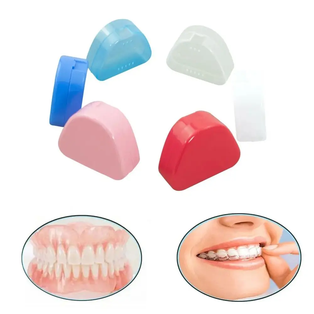 Snap-fit Catch Artificial Tooth Organizer New Solid Color Keep Dry Denture Bath Box Portable Dental Sleeve Container