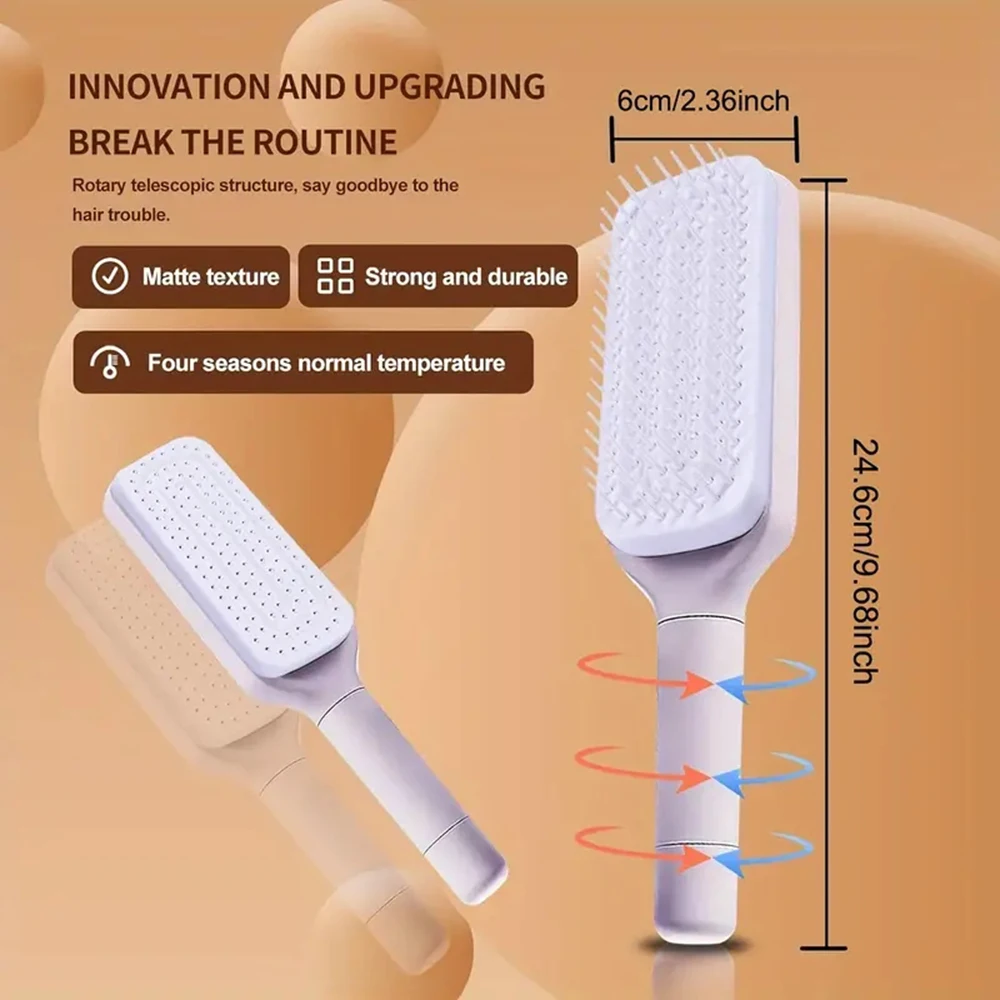 Rotating Telescopic Self-Cleaning Comb For Women Massage Air-Bag Hair Comb Anti-Static Scalp Smoothing Hair Brush For Daily Use