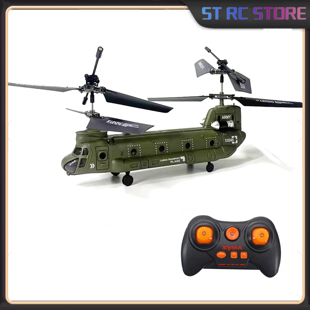 Controle Remoto Simulação Helicóptero Modelo, S026h Hélice Dupla Transporte Aeronaves, RC Helicópteros Brinquedos, Presente