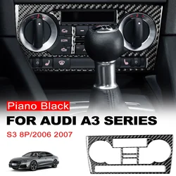 For Audi A3 S3 8P 2006 2007 Car Center Control Air Conditioner Panel Frame Interior Trim Carbon Fiber Sticker Car Accessories