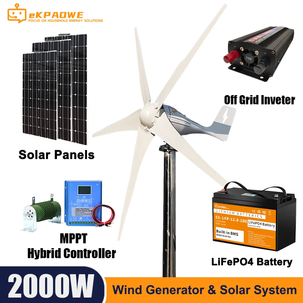 

1000W Wind Turbine Generator 12V 24V Windmill Alternative Energy Generator Free Energy Windmill With MPPT Controller Battery