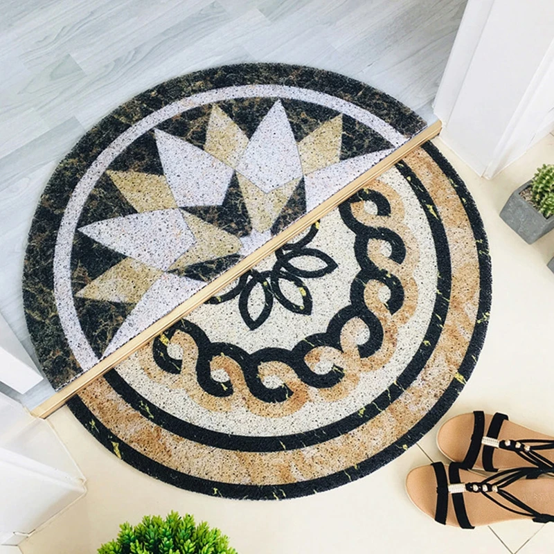 Semi Circle Doormat Entrance Mat Heavy Duty Rug Entryway Welcome Mats for Inside Outside Entrance PVC Material 6 Styles