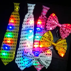 10Pcs Luminous Tie LED Flash Necktie Light up Bow Necktie Lights Sequins Bowtie Rave Rave Party Gift 3 Flashing Light Settings