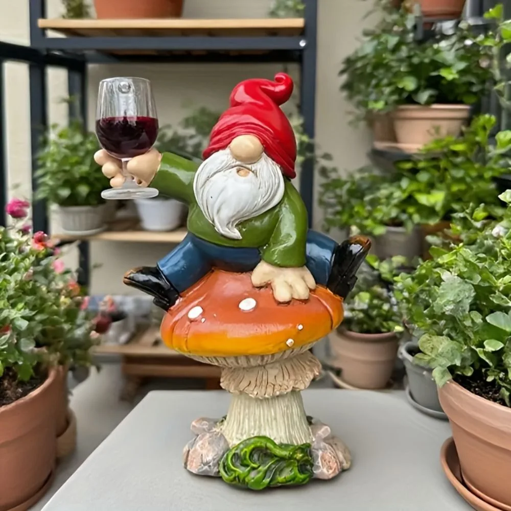 New Resin Garden Gnome Statue Waterproof Welcome Sign Gnome Figurine Weather Resistant Fairy Garden Statue Patio Decor