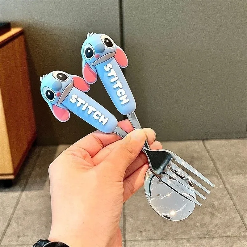 2-teiliges Kinder-Besteckset, niedliches tragbares Löffel- und Gabel-Set aus 304 Edelstahl, Geschenke für Jungen und Mädchen, Anime-Lunch-Set