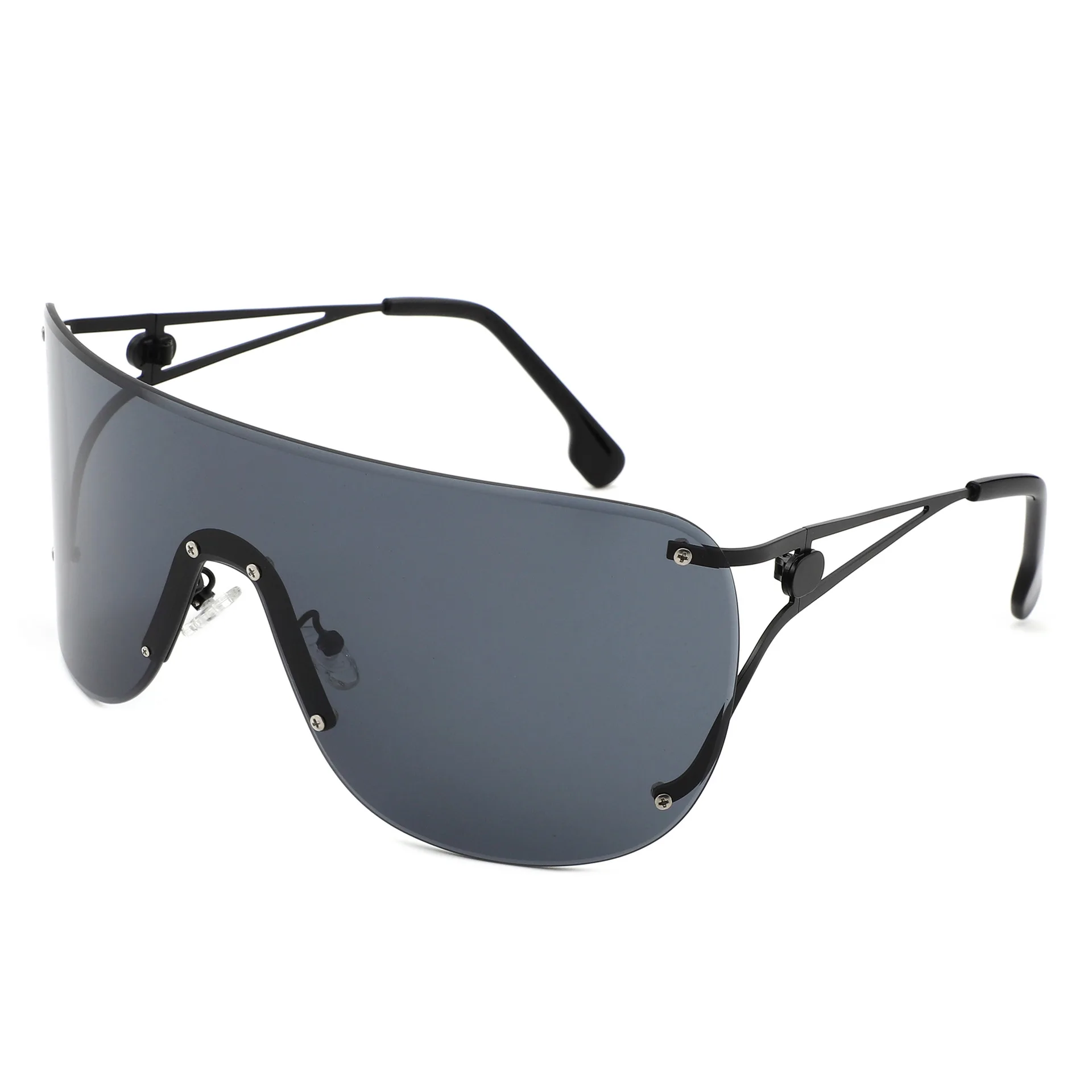 AliExpress DOHOHDO Oversized One-Piece Rimless Metal Women Sunglasses Luxury Designer Punk Men Outdoor Sunglasses Cycling Windproof Goggles UV400