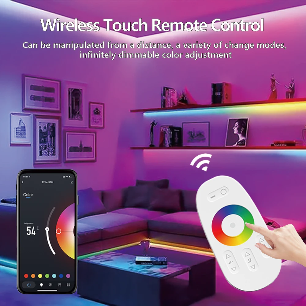 DC5-24V tuya wifi controlador led sem fio suporte ios/android app alexa google controle de voz para controlador rgb 2.4g/433rf.