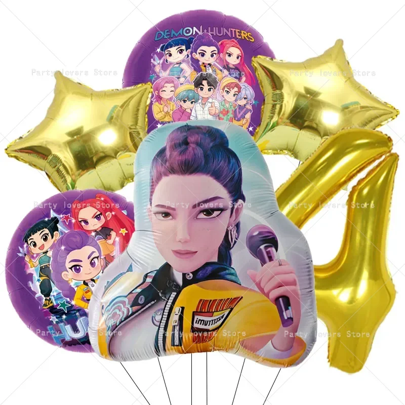 Anime-Figur Geburtstagszahlen 1-9 Ballon-Set Niedliche Party-Deko Luftballons 6 Stück Aluminiumfolie Ballon Deko-Werkzeug Foto-Requisiten Geschenk