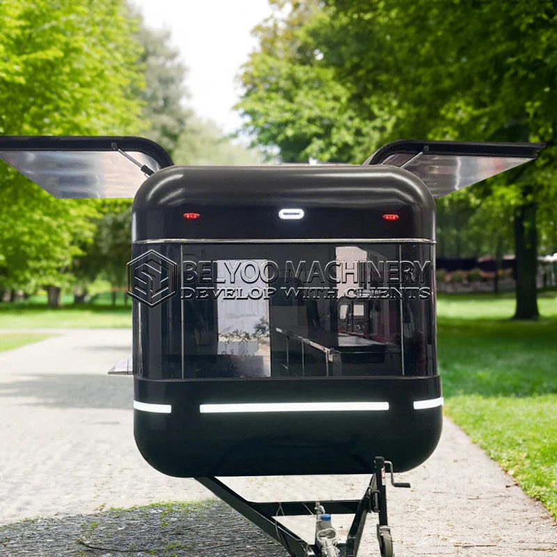 

Belyoo Customized Food Kiosk Trailer Industrial Coffee Kiosk Dessert Food Van Cart Trailer Mobile Catering Equipment Food Truck