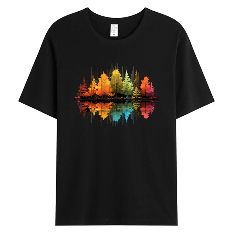 

Nature Reflection Forest Trees Classic T Shirt For Man Mens 100% Cotton Graphic T-Shirt 2025 Spring Summer Clothing Unisex 5XL