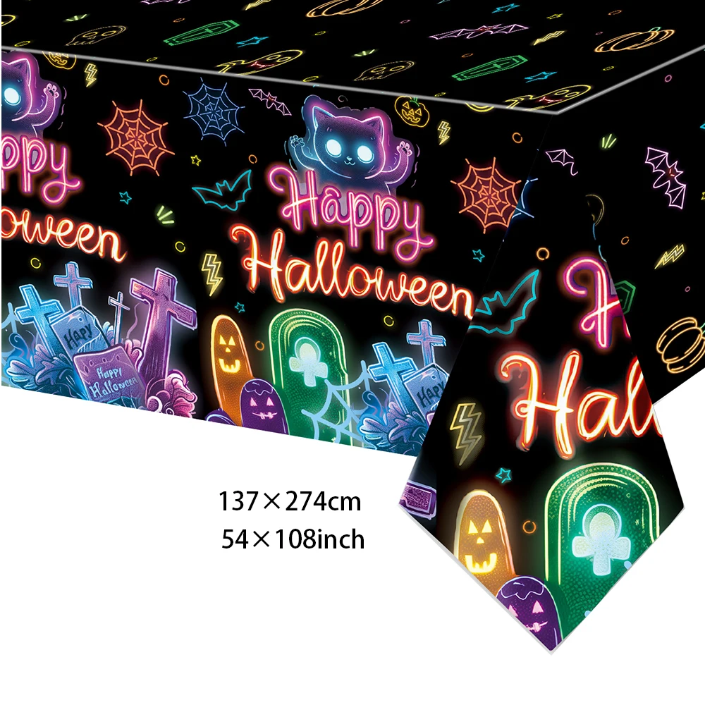 Halloween-Party Pappteller Servietten Becher Halloween-Tischdecken Halloween-Einweggeschirr-Set Halloween-Dekorationszubehör – Detail 4