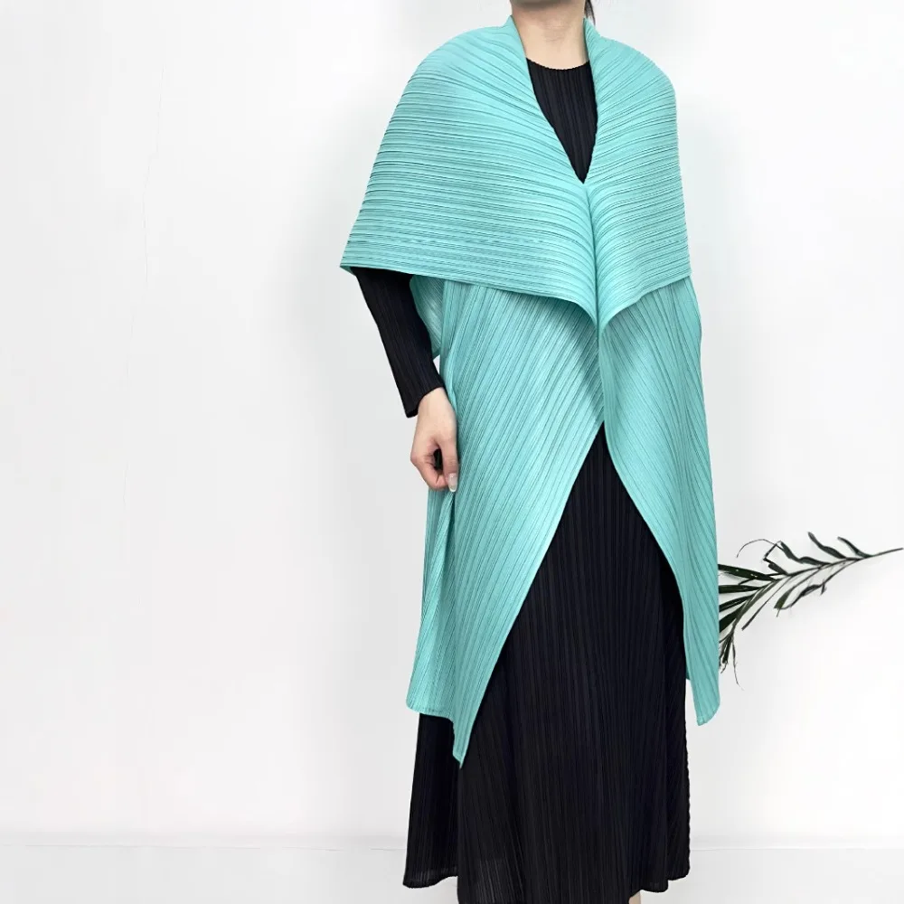 Miyake Pleated Mid-length Skirt 2025 Spring New Ladies Wear Cardigan Vest Coat Pleats Long Shawl Female Fashion High-grade Sense