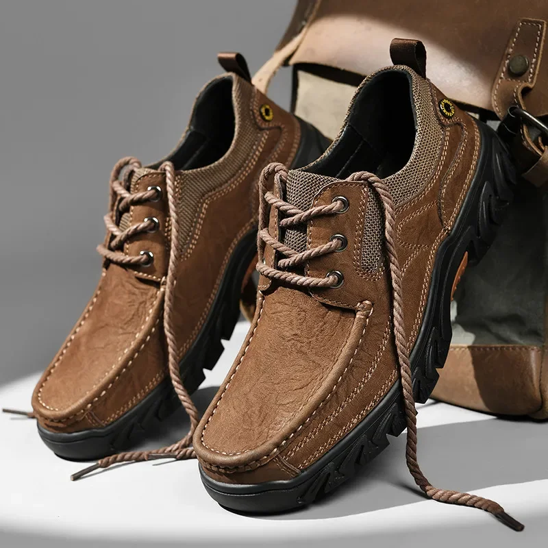 Brand New High Quality Genuine Leather Mens Shoes Fashion Casual Shoes for Men Luxury Designer Hiking Outdoor Shoes Man Sneakers