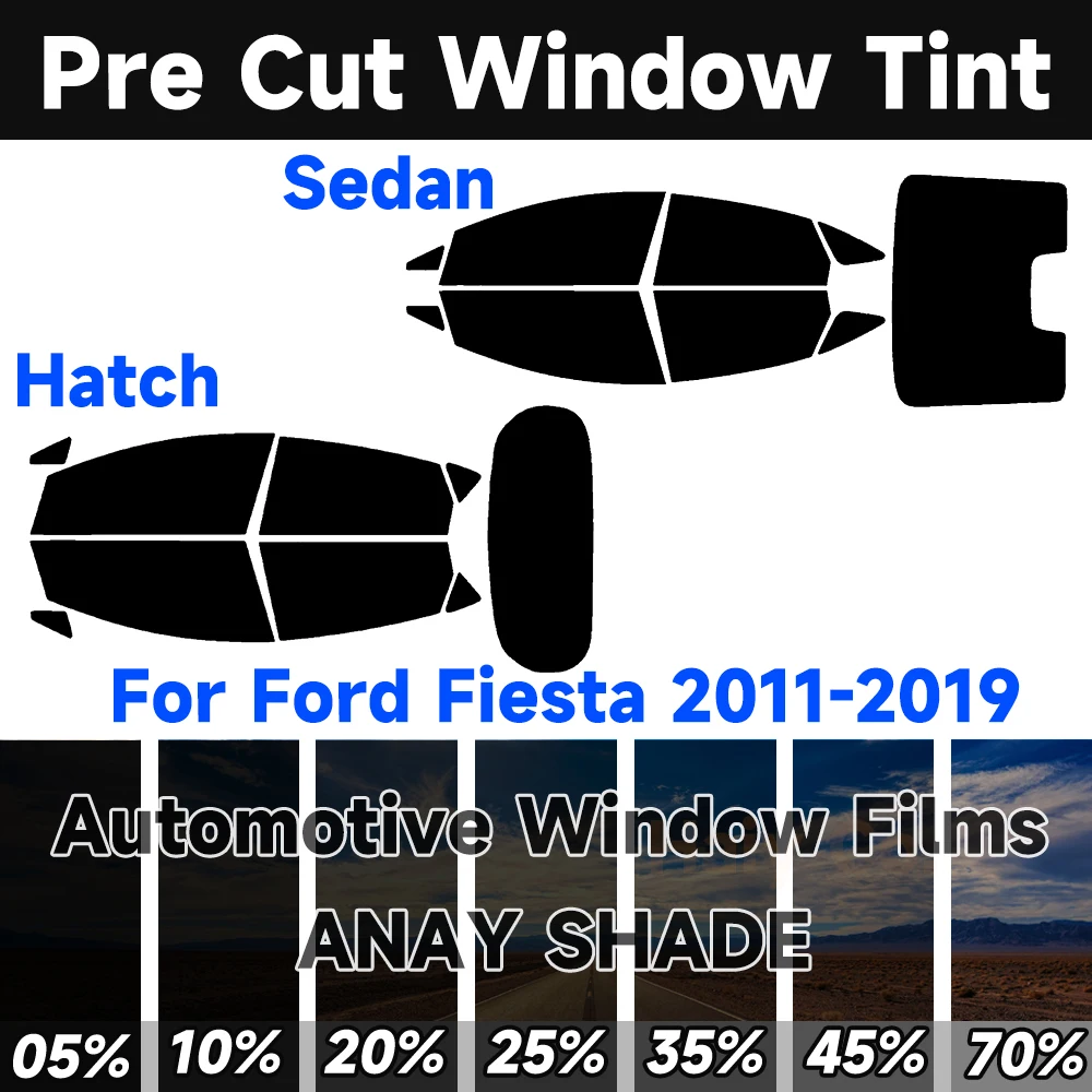 Предварительно нарезанная тонировочная пленка для окон Ford Fiesta Sedan/Hatchback 2011-2019: защита от солнца и УФ-излучения, теплоизоляция, двухслойная пленка для конфиденциальности
