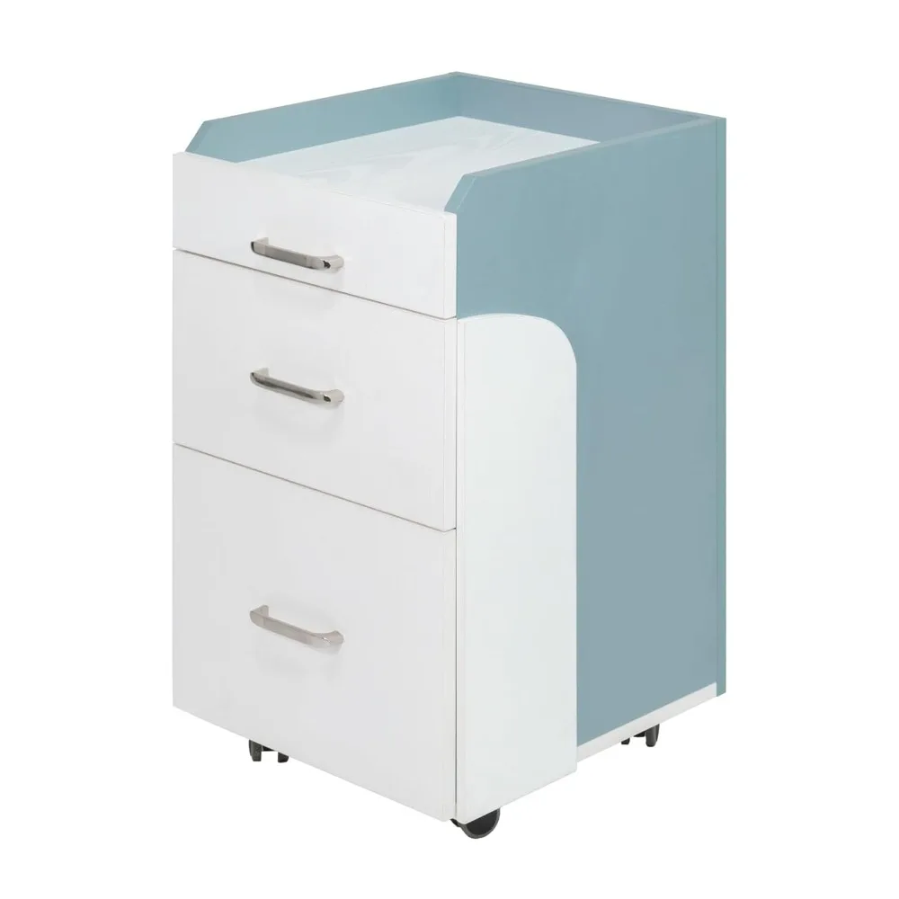 

Seneca Pedicure Trolley Pedi Rolling Cart Nail Salon Spa Storage Drawer, White/Teal Grey