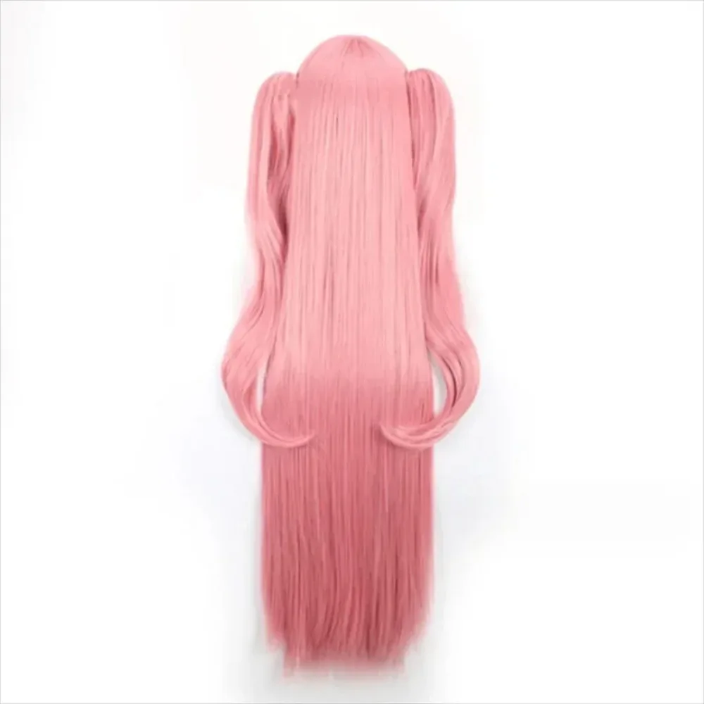 Peluca de Cosplay de Anime Owari no Seraph Of The End Krul Tepes, pelo sintético rizado largo rosa de 100CM, peluca de Cosplay de cola de caballo doble