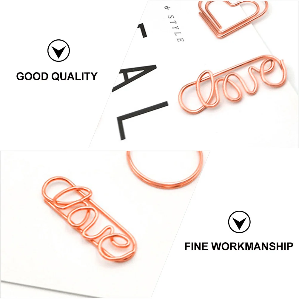 20Pcs Photo Clips Paper Clamp Rose Golden Book Mark Pins Strong Metal Note Clip for Office Home Dorm Room Decoration Use