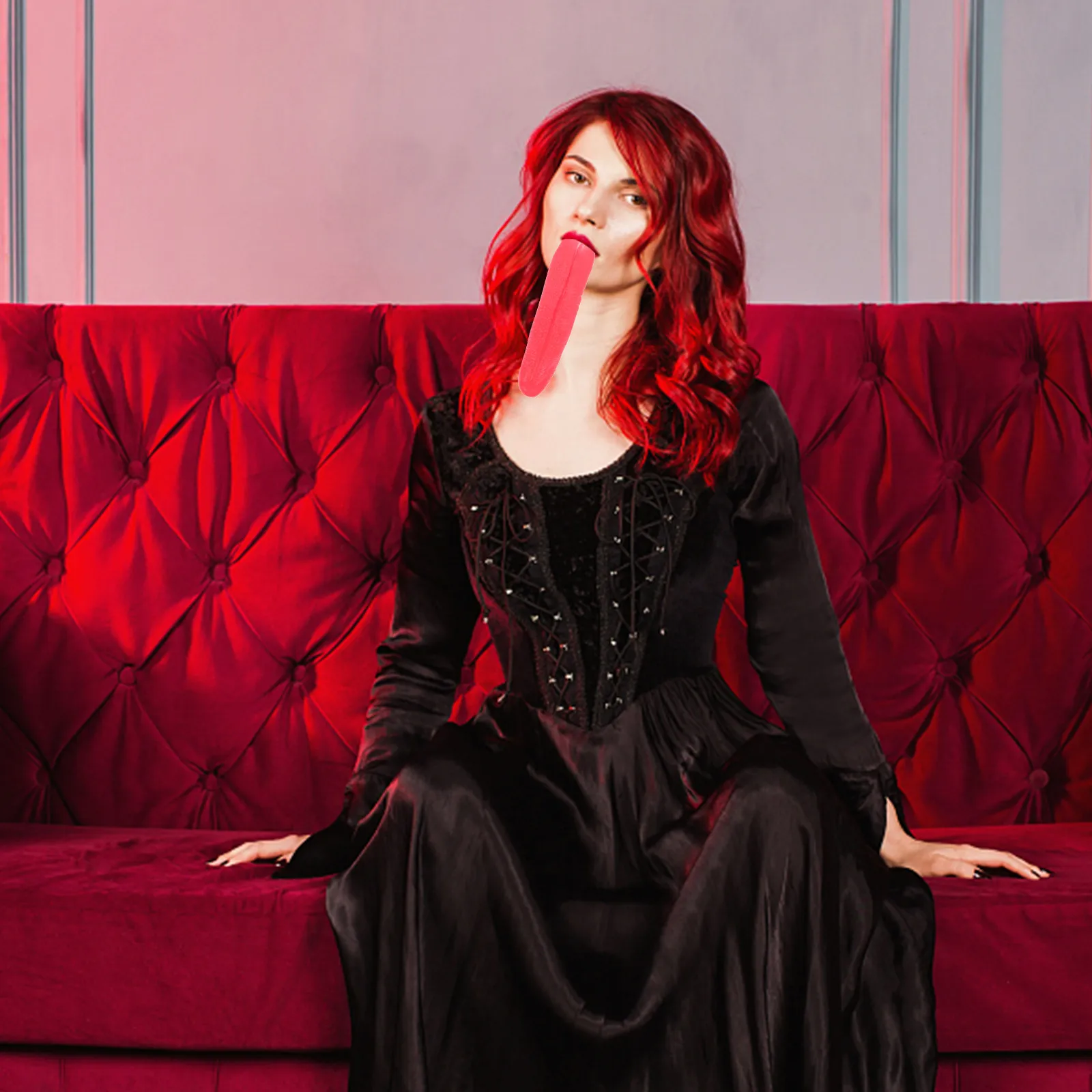 

3Pcs Red Long Tongue Prop Lifelike Artificial Tongue for Halloween Party Costume Creative Festival Cosplay Accessory