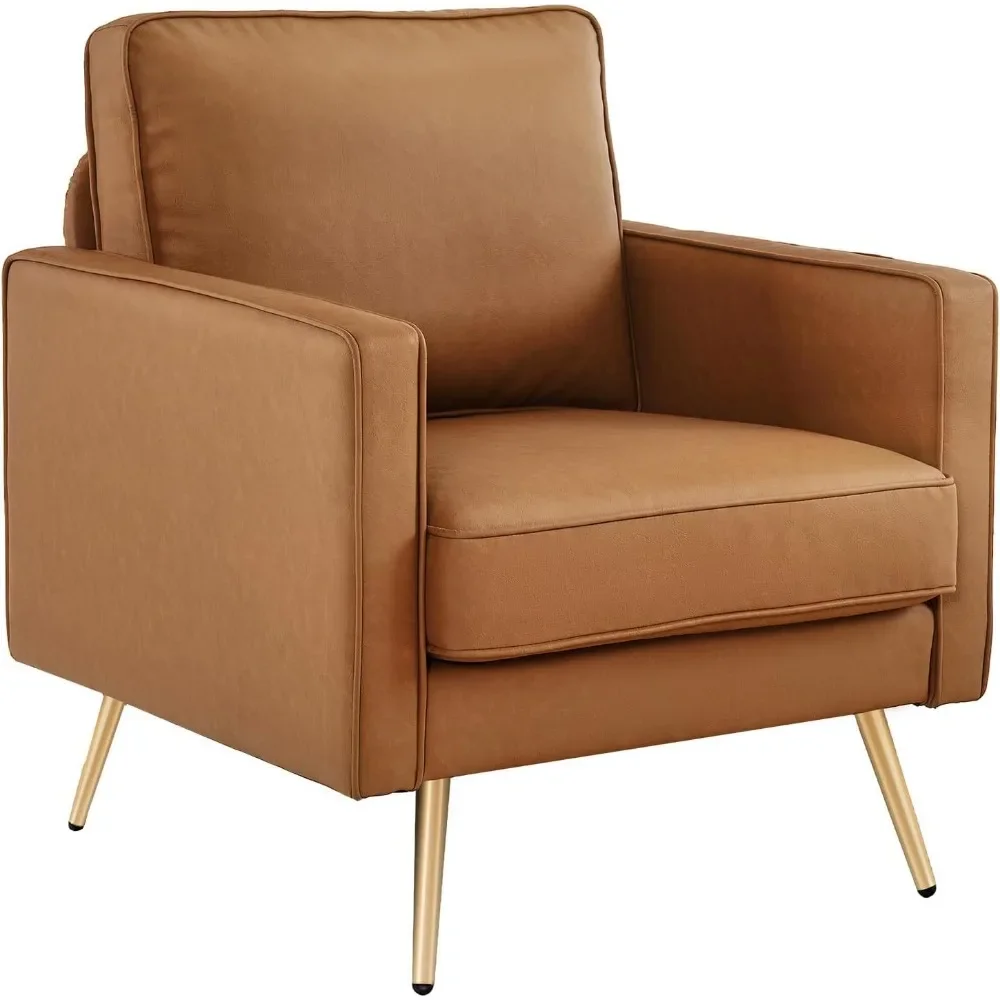 Coffee chair, comfortable armchair with gold metal legs and deep seat, suitable for offices, apartments, small spaces