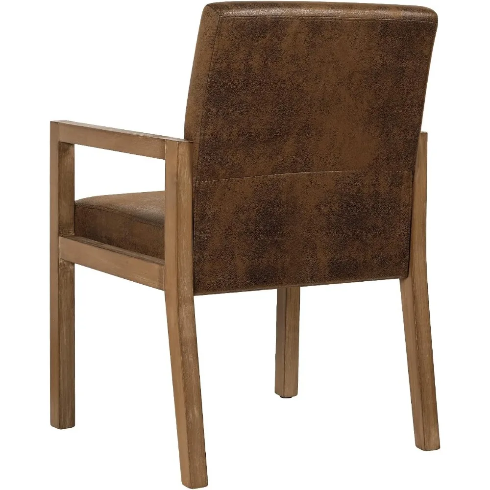 كراسي طعام منجدة حديثة من الجلد الصناعي في منتصف القرن مع أذرع لغرفة المعيشة ومنطقة الطعام