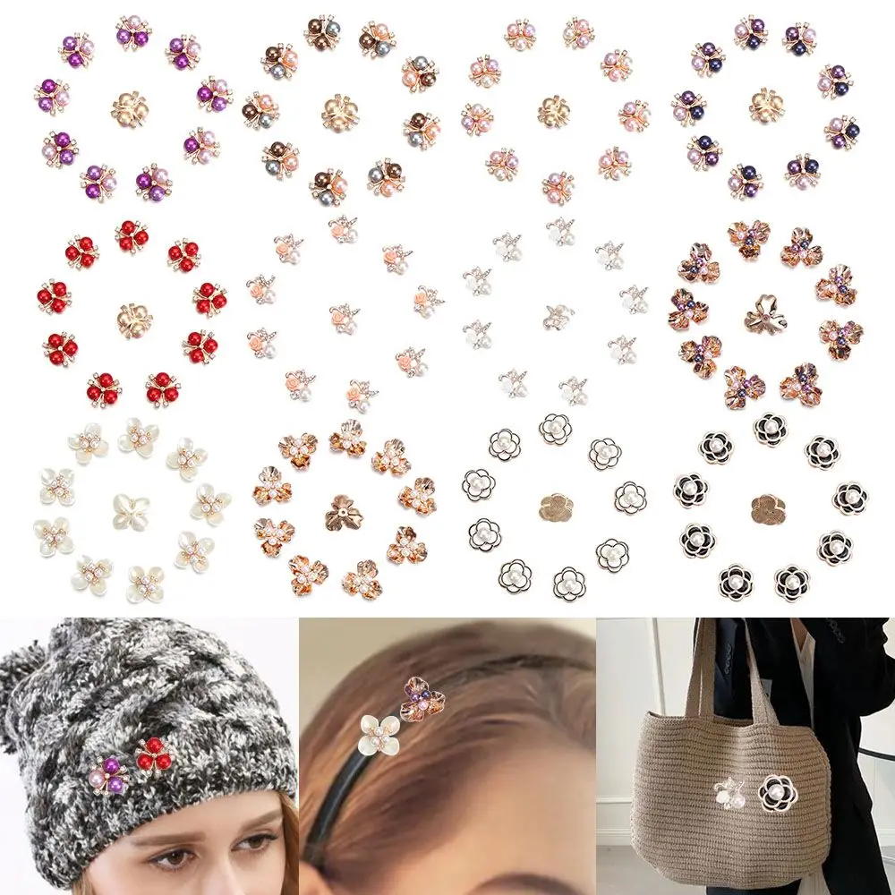 10 pezzi bottoni di strass fiore di perle forcine di cristallo scintillante bottone Flatback decorazione abiti da sposa accessori per cucire