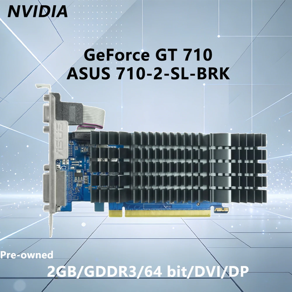 

Видеокарта ASUS NVIDIA 710 2 SL BRK 2 ГБ DDR3 64-бит с поддержкой PCI-E 2.0, HDMI, DVI, D-Sub для настольных ПК