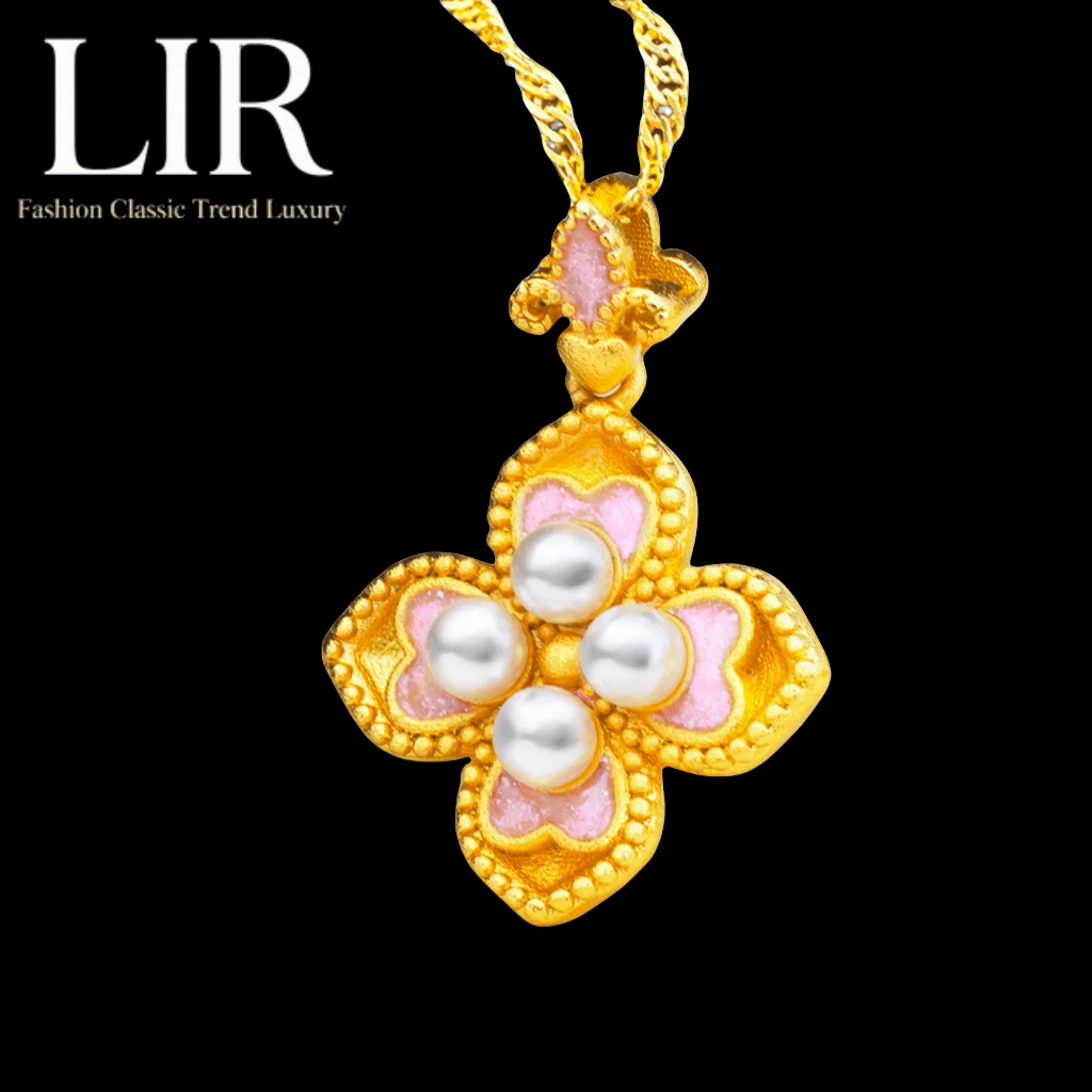 

LIR Fadeless Non-deformable Necklace: Latest Plating, Cherry Blossom Pink Pearl Flower Pendant, Soft Elegance,