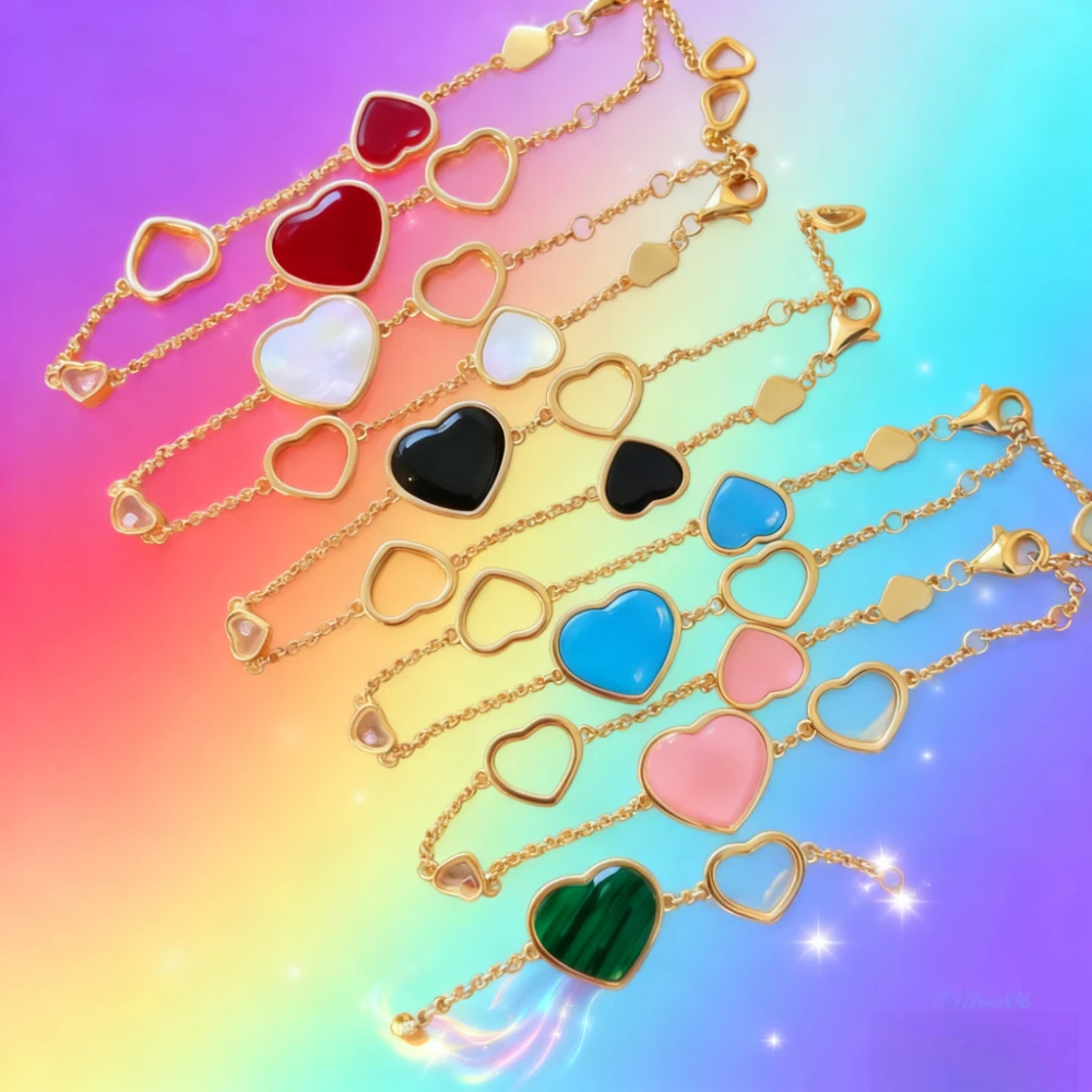 

2023 модный французский роскошный женский браслет с 6 сердечками, позолоченный, отлично подходит для Дня святого Валентина