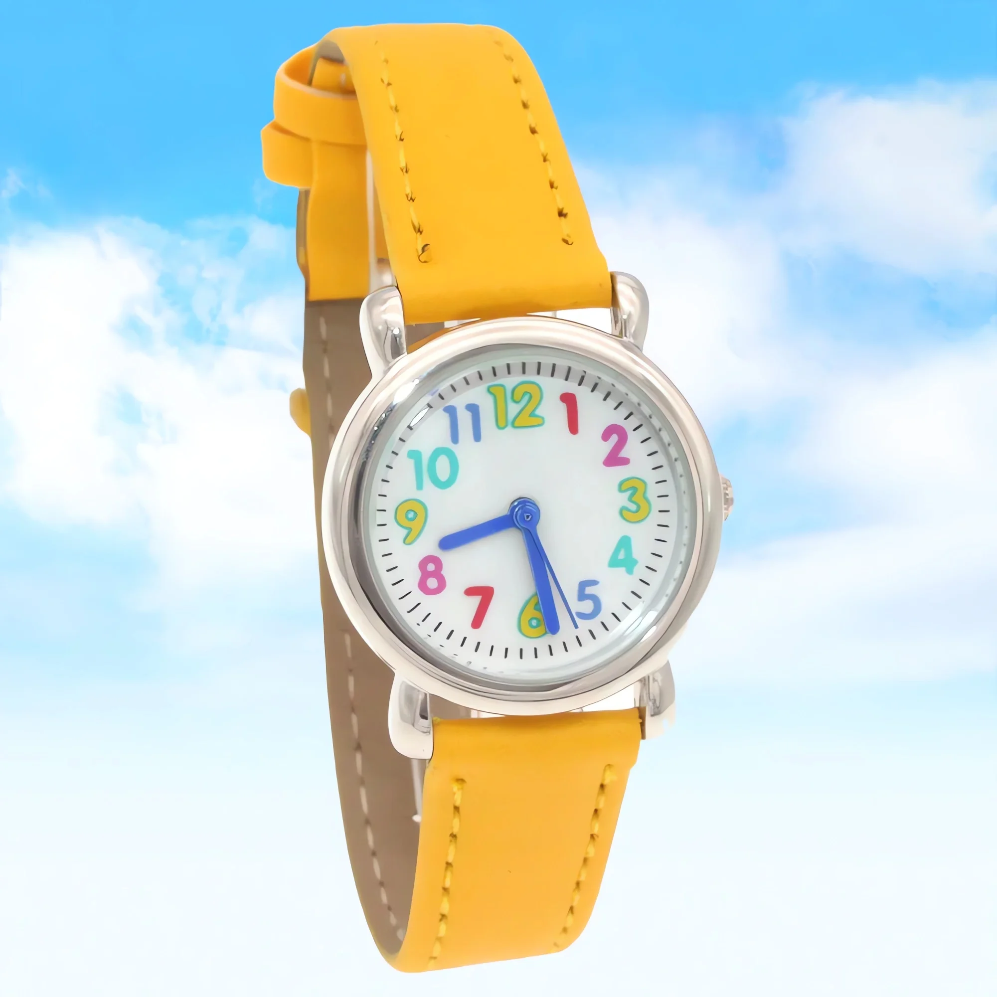 Children Fashion Leather Strap Students Quartz Wristwatch Boys with Dial Trendy Watches