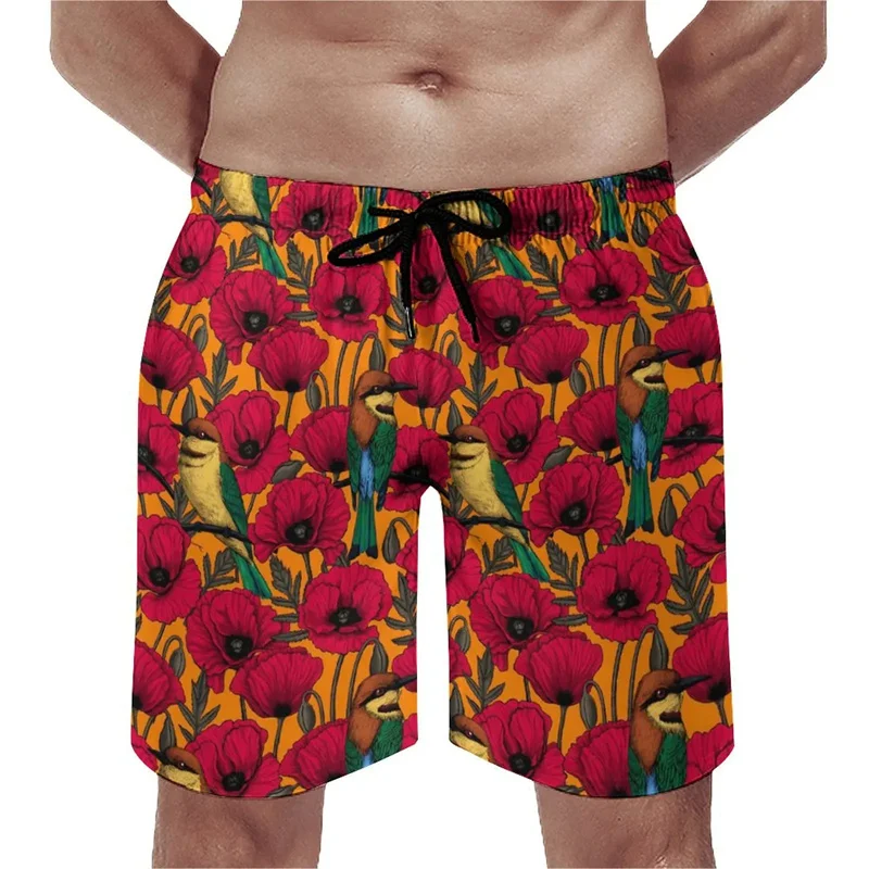 Homens e Crianças 3D Animais Pássaros Impressão Calções de Praia Cool Swim Trunks, Streetwear Calções de Borda, Nova Moda, Verão, Bonito, Harajuku